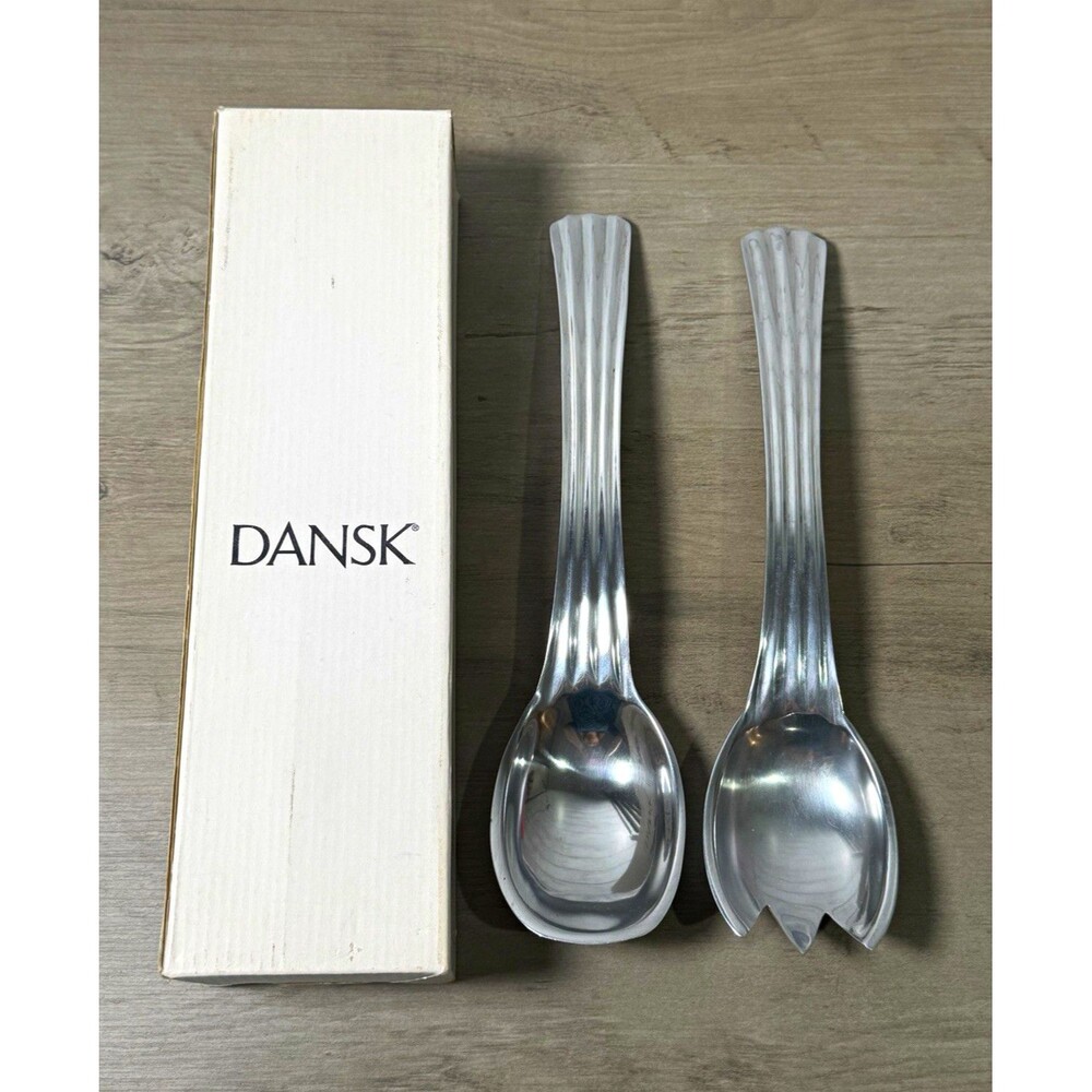 Dansk Vesi Aluminum 12in Serving Set Spoon & Fork, 2pc with box